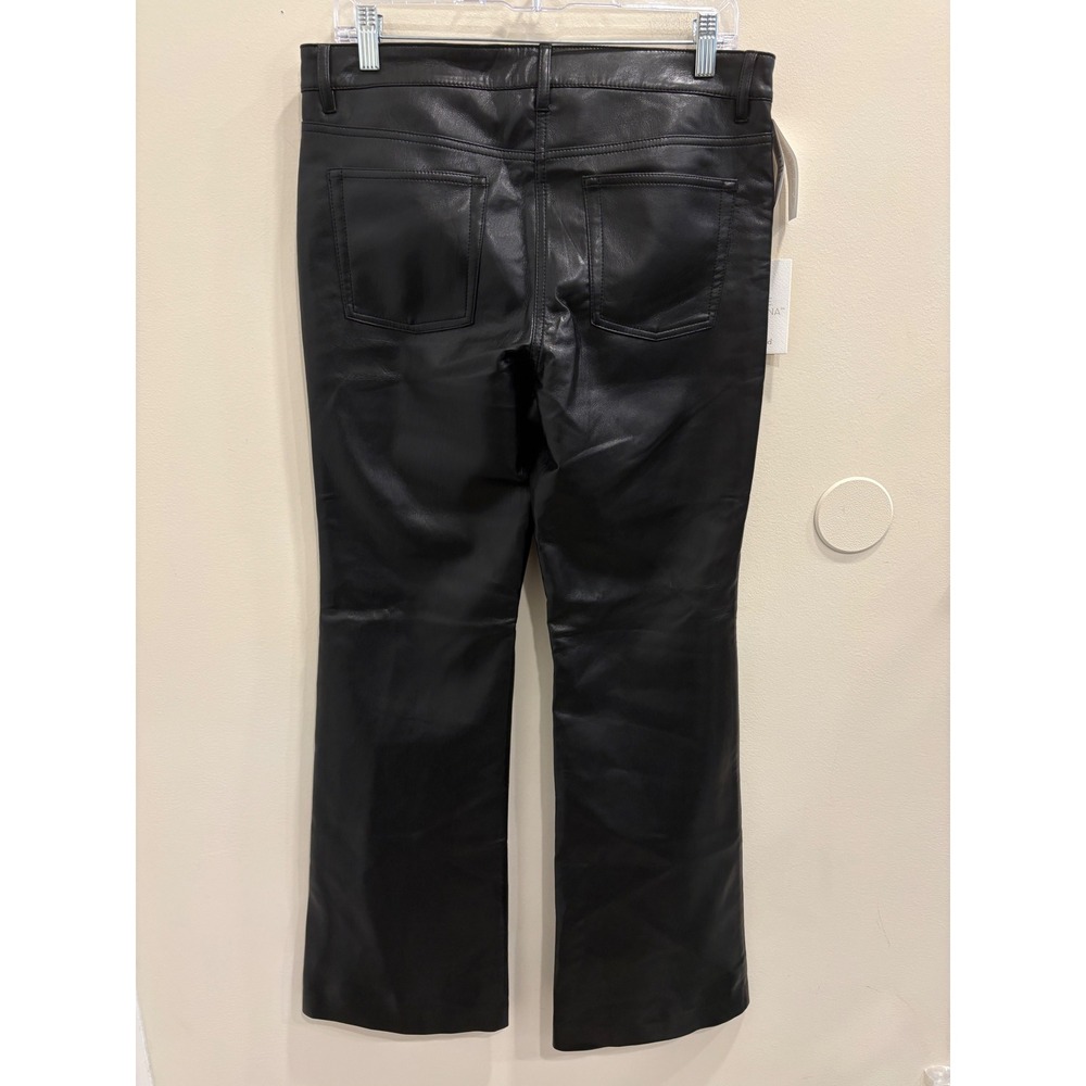 Aritzia Wilfred‎ The Melina Low-Rise Flare Pant Vegan Leather Black Size 10 NEW - Picture 4 of 9
